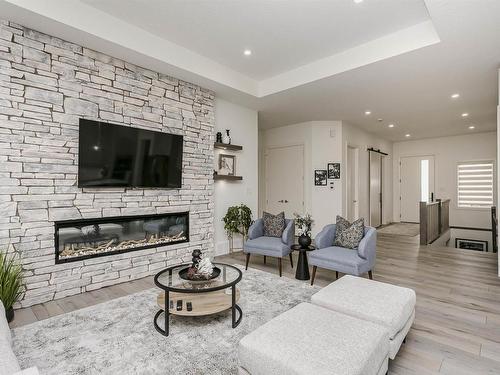 296 165 Avenue, Edmonton, AB - Indoor Photo Showing Living Room With Fireplace