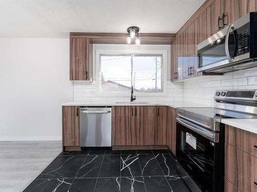 12431 51 Street, Edmonton, AB - Indoor Photo Showing Kitchen With Stainless Steel Kitchen With Upgraded Kitchen