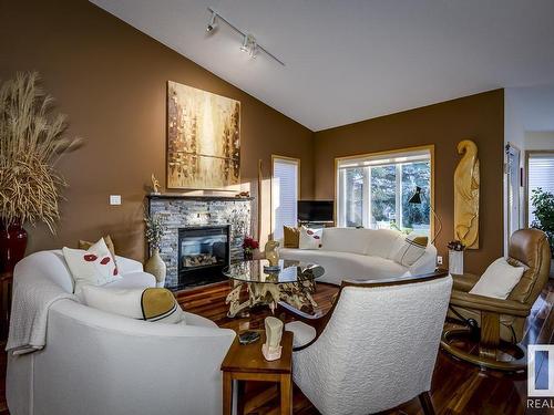 58 929 Picard Drive, Edmonton, AB - Indoor Photo Showing Living Room With Fireplace