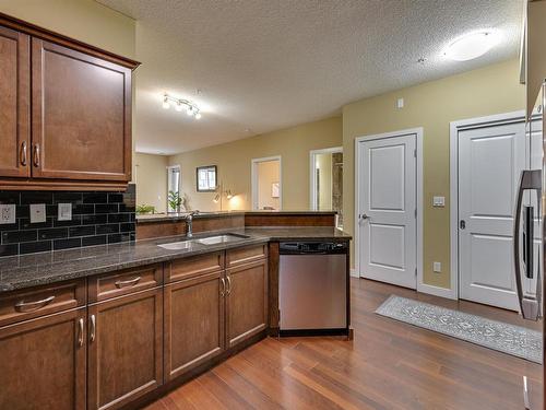 104 7907 109 Street, Edmonton, AB - Indoor Photo Showing Kitchen With Double Sink