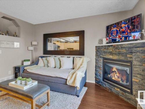 87 Ventura Street, Spruce Grove, AB - Indoor Photo Showing Living Room With Fireplace