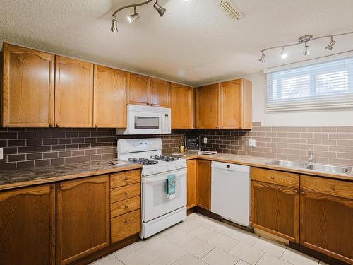 12812 47 Street, Edmonton, AB - Indoor Photo Showing Kitchen With Double Sink