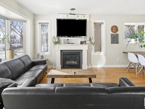 7326 111 Avenue, Edmonton, AB - Indoor Photo Showing Living Room With Fireplace