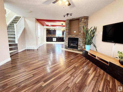 11328 86 Street, Edmonton, AB - Indoor Photo Showing Living Room With Fireplace