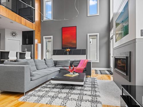 9441 101 Street, Edmonton, AB - Indoor Photo Showing Living Room With Fireplace