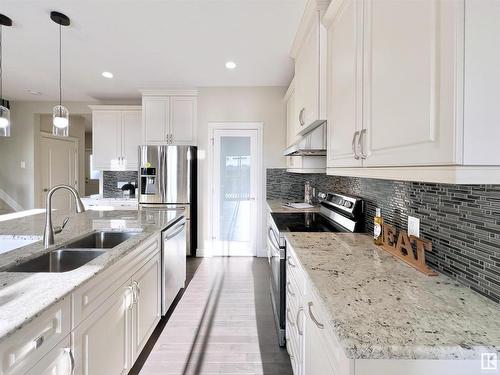 16607 18 Avenue, Edmonton, AB - Indoor Photo Showing Kitchen With Double Sink With Upgraded Kitchen