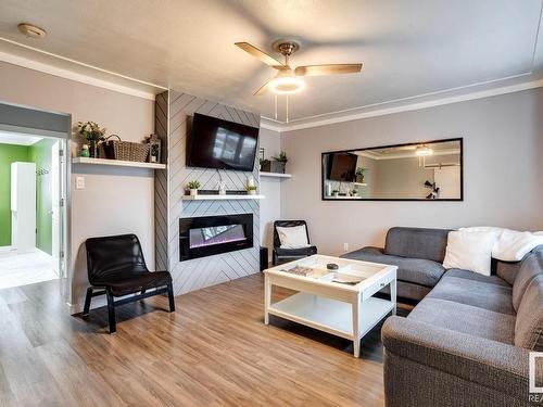 3619 111 Avenue, Edmonton, AB - Indoor Photo Showing Living Room With Fireplace