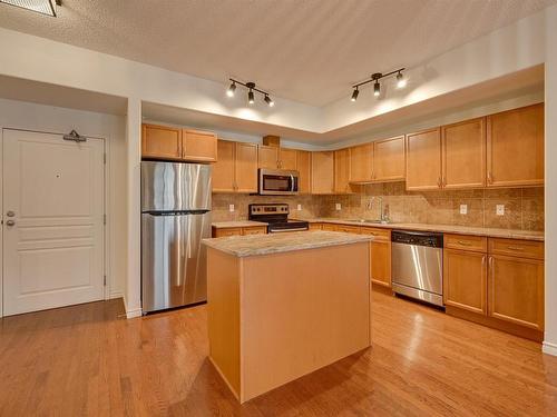 201 10319 111 Street, Edmonton, AB - Indoor Photo Showing Kitchen With Stainless Steel Kitchen