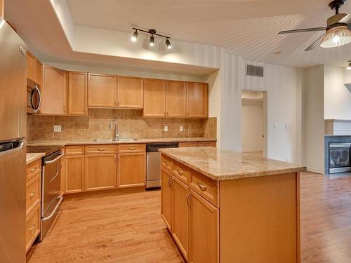 201 10319 111 Street, Edmonton, AB - Indoor Photo Showing Kitchen With Double Sink