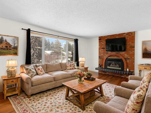 188 Marion Drive, Sherwood Park, AB - Indoor Photo Showing Living Room With Fireplace