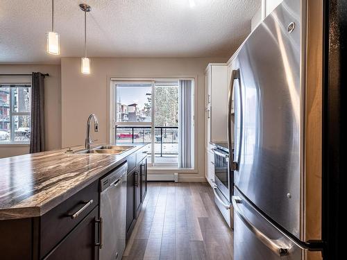 113 320 Ambleside Link, Edmonton, AB - Indoor Photo Showing Kitchen With Double Sink With Upgraded Kitchen