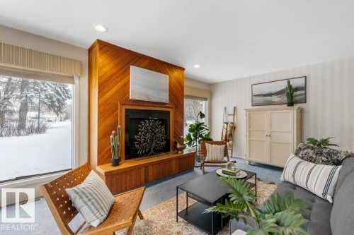 25 Sunnyside Crescent, St. Albert, AB - Indoor Photo Showing Living Room With Fireplace