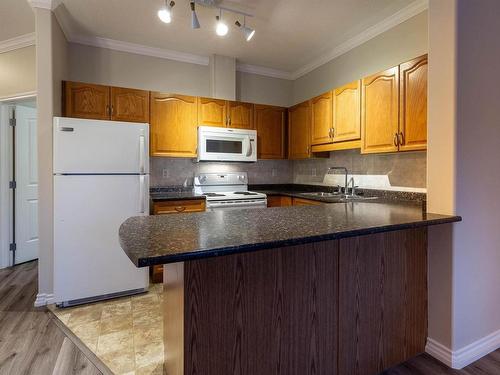 122 8528 82 Avenue, Edmonton, AB - Indoor Photo Showing Kitchen With Double Sink