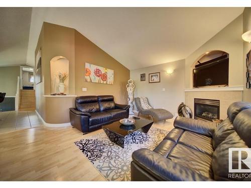 16220 49 Street, Edmonton, AB - Indoor Photo Showing Living Room With Fireplace