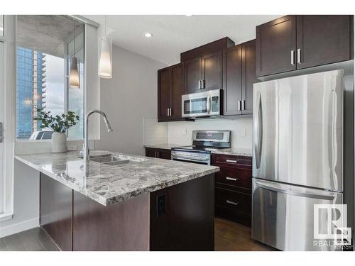 1901 10238 103 Street, Edmonton, AB - Indoor Photo Showing Kitchen With Upgraded Kitchen