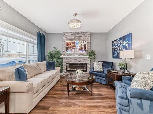 8504 223 Street, Edmonton, AB - Indoor Photo Showing Living Room With Fireplace