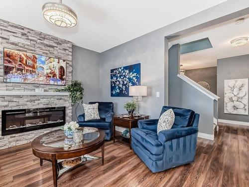 8504 223 Street, Edmonton, AB - Indoor Photo Showing Living Room With Fireplace