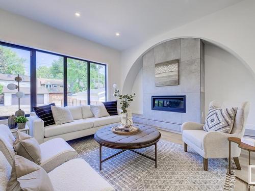 11133 66 Street, Edmonton, AB - Indoor Photo Showing Living Room With Fireplace