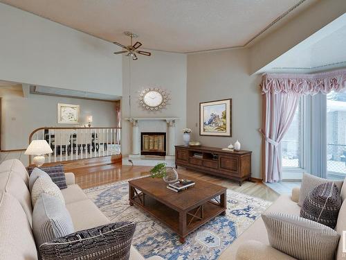 2029 52 Street, Edmonton, AB - Indoor Photo Showing Living Room With Fireplace