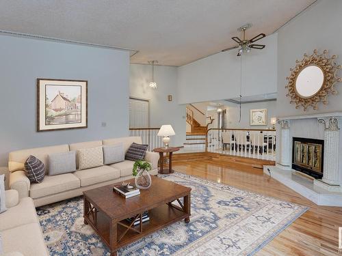 2029 52 Street, Edmonton, AB - Indoor Photo Showing Living Room With Fireplace