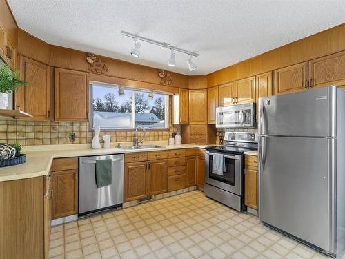 2 Labelle Crescent, St. Albert, AB - Indoor Photo Showing Kitchen With Stainless Steel Kitchen With Double Sink