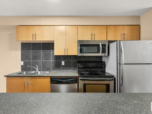 210 10118 106 Avenue, Edmonton, AB - Indoor Photo Showing Kitchen With Double Sink