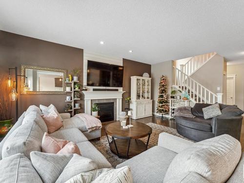 105 Summerstone Lane, Sherwood Park, AB - Indoor Photo Showing Living Room With Fireplace