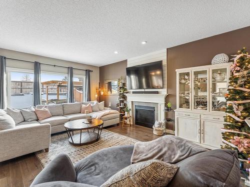 105 Summerstone Lane, Sherwood Park, AB - Indoor Photo Showing Living Room With Fireplace