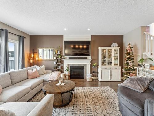 105 Summerstone Lane, Sherwood Park, AB - Indoor Photo Showing Living Room With Fireplace