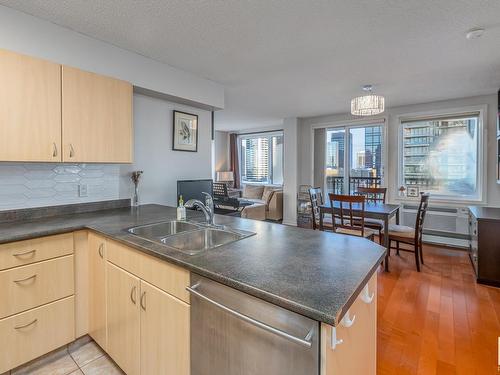 1407 10180 104 Street, Edmonton, AB - Indoor Photo Showing Kitchen With Double Sink