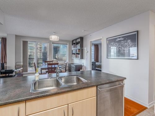 1407 10180 104 Street, Edmonton, AB - Indoor Photo Showing Kitchen With Double Sink