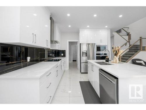 3709 41 Avenue, Beaumont, AB - Indoor Photo Showing Kitchen With Double Sink With Upgraded Kitchen