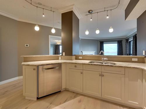 408 10108 125 Street, Edmonton, AB - Indoor Photo Showing Kitchen With Double Sink