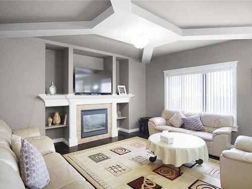 17043 71 Street, Edmonton, AB - Indoor Photo Showing Living Room With Fireplace