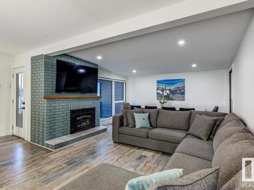 7502 155 Street, Edmonton, AB - Indoor Photo Showing Living Room With Fireplace