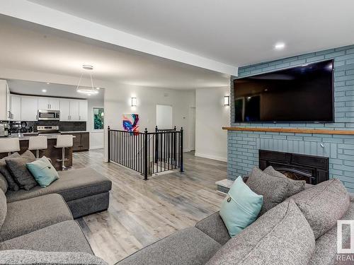 7502 155 Street, Edmonton, AB - Indoor Photo Showing Living Room With Fireplace