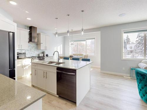 215 Glenridding Ravine Rd, Edmonton, AB - Indoor Photo Showing Kitchen With Double Sink With Upgraded Kitchen