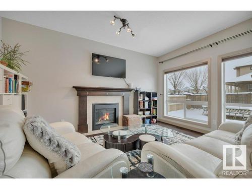 2016 68 Street, Edmonton, AB - Indoor Photo Showing Living Room With Fireplace