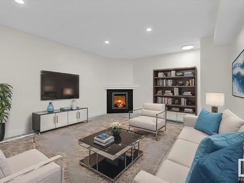 4366 Veterans Way, Edmonton, AB - Indoor Photo Showing Living Room With Fireplace