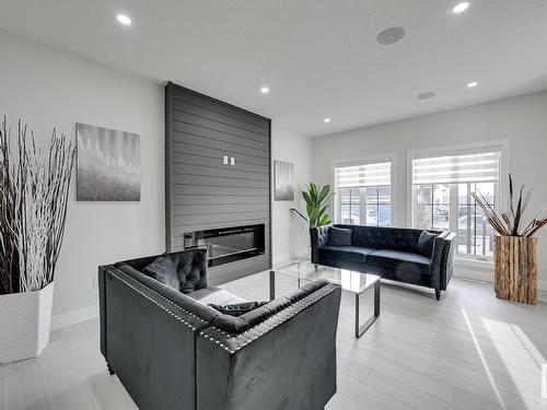 40 Chambery Crescent, St. Albert, AB - Indoor Photo Showing Living Room With Fireplace