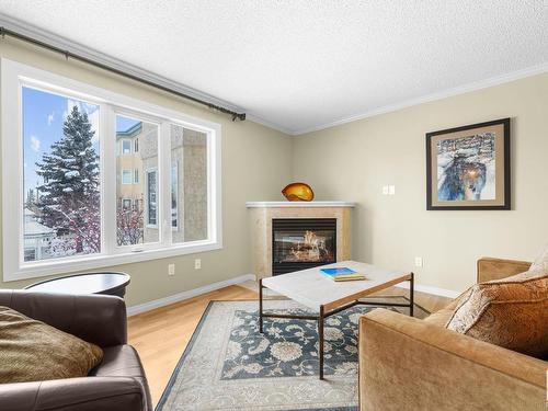 212 10610 76 Street Nw, Edmonton, AB - Indoor Photo Showing Living Room With Fireplace