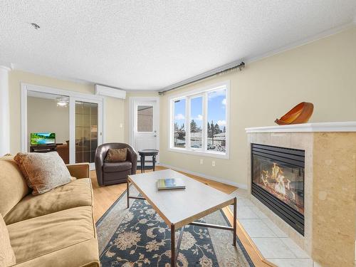 212 10610 76 Street Nw, Edmonton, AB - Indoor Photo Showing Living Room With Fireplace