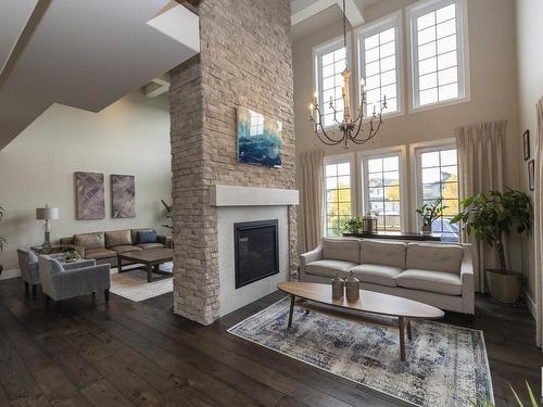 605 Howatt Drive, Edmonton, AB - Indoor Photo Showing Living Room With Fireplace