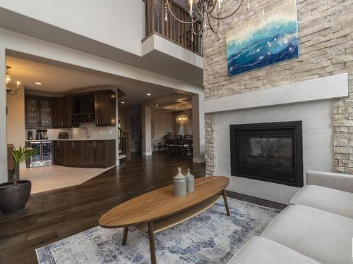 605 Howatt Drive, Edmonton, AB - Indoor Photo Showing Living Room With Fireplace