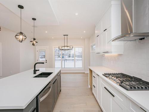 202 Edgewater Circle, Leduc, AB - Indoor Photo Showing Kitchen With Double Sink With Upgraded Kitchen