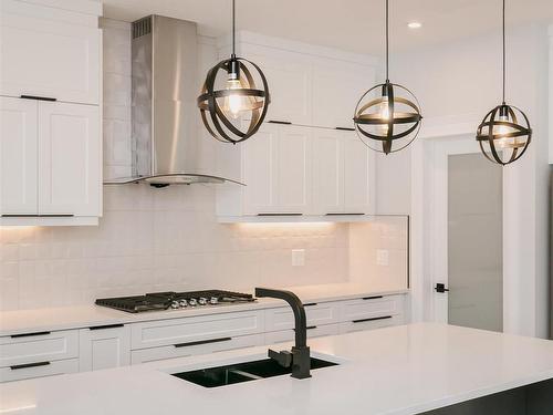 202 Edgewater Circle, Leduc, AB - Indoor Photo Showing Kitchen With Double Sink With Upgraded Kitchen