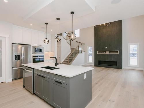 202 Edgewater Circle, Leduc, AB - Indoor Photo Showing Kitchen With Double Sink With Upgraded Kitchen