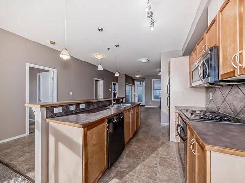 345 4827 104A Street, Edmonton, AB - Indoor Photo Showing Kitchen With Double Sink With Upgraded Kitchen