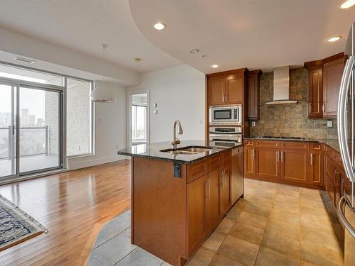 503 10035 Saskatchewan Drive, Edmonton, AB - Indoor Photo Showing Kitchen With Double Sink With Upgraded Kitchen