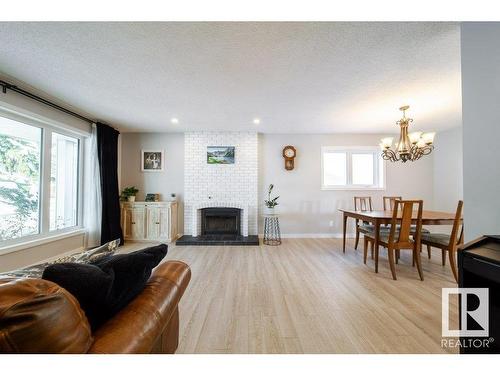 3213 110A Street, Edmonton, AB - Indoor Photo Showing Living Room With Fireplace